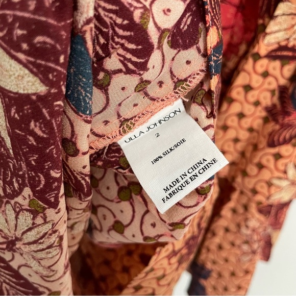 NEW ULLA JOHNSON Oni Dress Garden Rose Tiered Ruffle Floral 100% Silk Size 2 - Picture 9 of 16